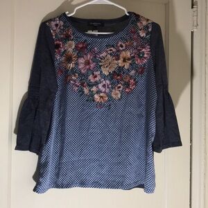 Cortefiel blue floral blouse from Spain